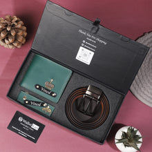 Load image into Gallery viewer, Personalized Leather Essentials – Men's Wallet, Belt & Keychain 3 in 1 Combo for boyfriend , Husband on Birthday