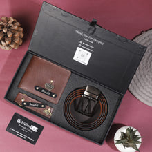 Load image into Gallery viewer, Personalized Leather Essentials – Men's Wallet, Belt & Keychain 3 in 1 Combo for boyfriend , Husband on Birthday