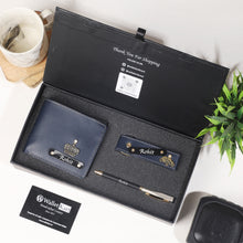 Load image into Gallery viewer, The Classic Trio Combo Personalized Wallet, Pen & Keychain Gift Set for Him