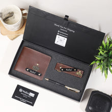 Load image into Gallery viewer, The Classic Trio Combo Personalized Wallet, Pen & Keychain Gift Set for Him