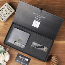 Load image into Gallery viewer, Stylish Men’s Gift Set – Customized Leather Name Wallet & Keychain