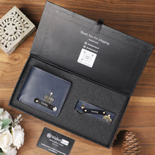 Load image into Gallery viewer, Stylish Men’s Gift Set – Customized Leather Name Wallet & Keychain