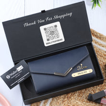 Load image into Gallery viewer, Personalized Women’s Clutch with Name Engarved on Plate along with Charm | Romantic Gifts for wife / Girlfriend with name