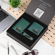 Load image into Gallery viewer, Personalized Leather Men's Wallet,Passport Cover,Keychain Engraved Black Name Plate With Name and Charm | Customised 3 In 1 Gift Combo For Boyfriend Husband & Father On Birthday and Anniversary
