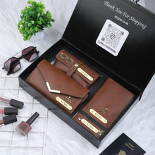 Load image into Gallery viewer, Personalized Gift Combo for Women | 4-in-1 Customized Leather Clutch Set with Name
