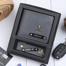 Load image into Gallery viewer, 2 Personalised Leather Name Wallet & Get 2 Keychains absolutely Free