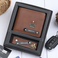 Load image into Gallery viewer, 2 Personalised Leather Name Wallet & Get 2 Keychains absolutely Free