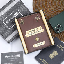 Load image into Gallery viewer, Personalized Passport Cover with Name & Charm (ZINDAGI NA MILEGI DOBARA )