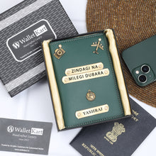Load image into Gallery viewer, Personalized Passport Cover with Name & Charm (ZINDAGI NA MILEGI DOBARA )
