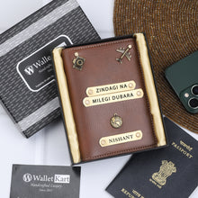 Load image into Gallery viewer, Personalized Passport Cover with Name & Charm (ZINDAGI NA MILEGI DOBARA )