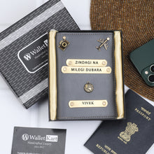 Load image into Gallery viewer, Personalized Passport Cover with Name & Charm (ZINDAGI NA MILEGI DOBARA )