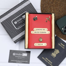 Load image into Gallery viewer, Personalized Passport Cover with Name & Charm (ZINDAGI NA MILEGI DOBARA )