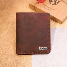 Load image into Gallery viewer, Personalised Handmade Leather Wallet with Name Engraved on Plate for Men (STYLE ID #25)