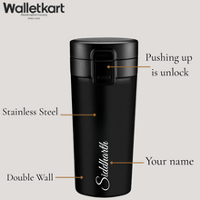 Load image into Gallery viewer, Personalized Vacuum Insulated Stainless Steel Coffee Travel Mug | Black