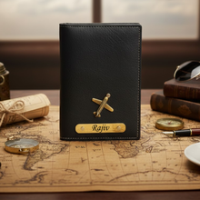 Load image into Gallery viewer, Premium Personalized Passport Cover with Name Engarved on Golden Plate