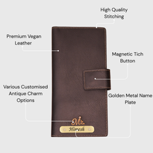 Load image into Gallery viewer, Personalised Leather Passport Cover Travel Wallet Luggage Tag Keychain and Eyewear Case with name and charm for Men/Women