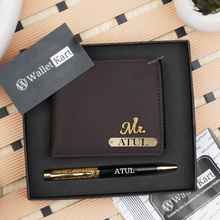 Load image into Gallery viewer, Personalised Men's Wallet & Pen with Name & Charm