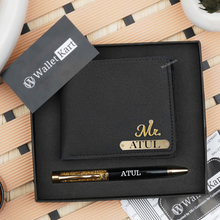 Load image into Gallery viewer, Personalised Men's Wallet & Pen with Name & Charm