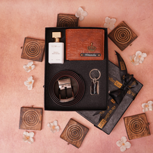 Load image into Gallery viewer, Personalized Crocodile Leather Name Men's Wallet Parfume and Belt and Keychain | Best Customized Gift Combo for Boyfriend Husband Father & Son