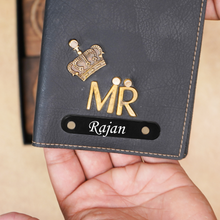 Load image into Gallery viewer, Personalized Leather Name MR. Passport Cover with Charm