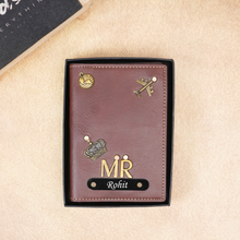 Load image into Gallery viewer, Personalized Leather Name MR. Passport Cover with Charm