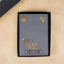 Load image into Gallery viewer, Personalized Leather Name MR. Passport Cover with Charm