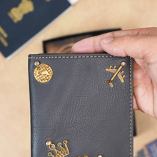 Load image into Gallery viewer, Personalized Leather Name MRS. Passport Cover with Charm