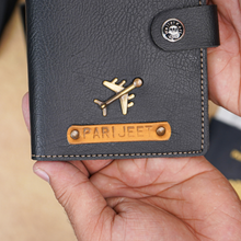 Load image into Gallery viewer, Elegant Leather Passport Cover with Magnetic hook – Customized with Charm & Name embossed on leather strip with hand tool (Handmade Passport Cover)