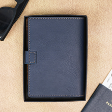 Load image into Gallery viewer, Elegant Leather Passport Cover with Magnetic hook – Customized with Charm & Name embossed on leather strip with hand tool (Handmade Passport Cover)
