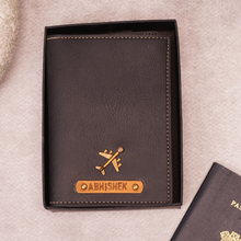 Load image into Gallery viewer, Elegant Personalized Passport Case with Name on leather strip with hand embossed