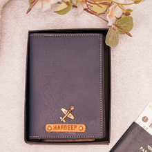 Load image into Gallery viewer, Elegant Personalized Passport Case with Name on leather strip with hand embossed