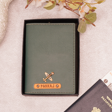Load image into Gallery viewer, Elegant Personalized Passport Case with Name on leather strip with hand embossed