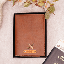 Load image into Gallery viewer, Elegant Personalized Passport Case with Name on leather strip with hand embossed