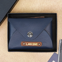 Load image into Gallery viewer, Personalised Vegan Leather Travel Card Holder for Men & Women – Custom Name, 6 Card Slots, Button Closure, Ultra-Slim (STYLE ID#39 )