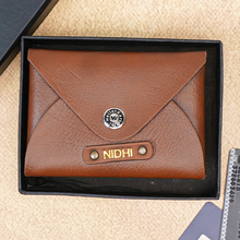 Load image into Gallery viewer, Personalised Vegan Leather Travel Card Holder for Men & Women – Custom Name, 6 Card Slots, Button Closure, Ultra-Slim (STYLE ID#39 )
