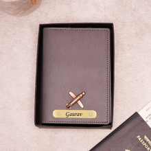 Load image into Gallery viewer, Premium Personalized Passport Cover with Name Engarved on Golden Plate