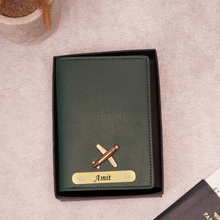 Load image into Gallery viewer, Premium Personalized Passport Cover with Name Engarved on Golden Plate