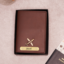 Load image into Gallery viewer, Premium Personalized Passport Cover with Name Engarved on Golden Plate