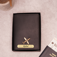 Load image into Gallery viewer, Premium Personalized Passport Cover with Name Engarved on Golden Plate