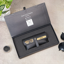 Load image into Gallery viewer, Personalised Leather Name Eyewear Case for Men/Women with Name & Charm