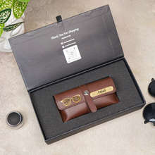 Load image into Gallery viewer, Personalised Leather Name Eyewear Case for Men/Women with Name & Charm