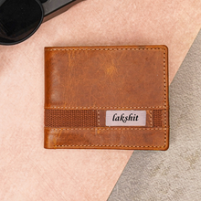 Load image into Gallery viewer, Personalised Genuine Leather RFID Bi-Fold Wallet for Men – Custom Name, 8 Card Slots, 2 Cash Compartments, Ultra-Slim Wallet (STYLE ID #32)