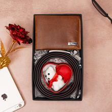 Load image into Gallery viewer, Personalized Handmade Genuine Leather Name Wallet for Men on birthday & Anniversary ,Belt & Teddy Bear Combo| Custom Engraved Wallet with Name | Birthday & Anniversary Gift