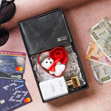 Load image into Gallery viewer, Personalized Handmade Genuine Leather Name Wallet for Men, Perfume & Teddy Bear Combo| Birthday & Anniversary Gift for Boyfriend | Anniversary