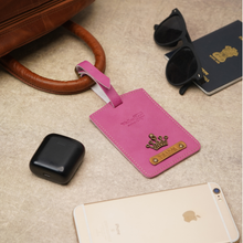 Load image into Gallery viewer, Personalised Luggage Tag with Name Emboss on Leather Strip
