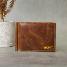 Load image into Gallery viewer, Custom Genuine Leather Men’s Money Clipper Wallet – Personalised Cash & Card Holder for Him (STYLE ID #31)