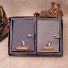 Load image into Gallery viewer, Customized Couple Travel Passport Covers with magnetic lock & Personlised Name & Charm on leather strip
