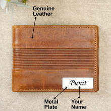 Load image into Gallery viewer, Custom Genuine Leather Men’s Wallet & Metal Snaphook Keychain – Personalised Gift for Him (STYLE ID #15)