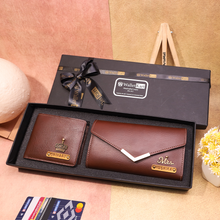 Load image into Gallery viewer, Custom Couple’s Combo – Customized Leather Clutch & Wallet with NAME & Charm