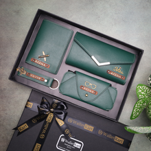 Load image into Gallery viewer, Perfect Personalized Gift for Her – Custom Leather Clutch, Keychain, Passport Holder & Eyewear Case with Name & Charm